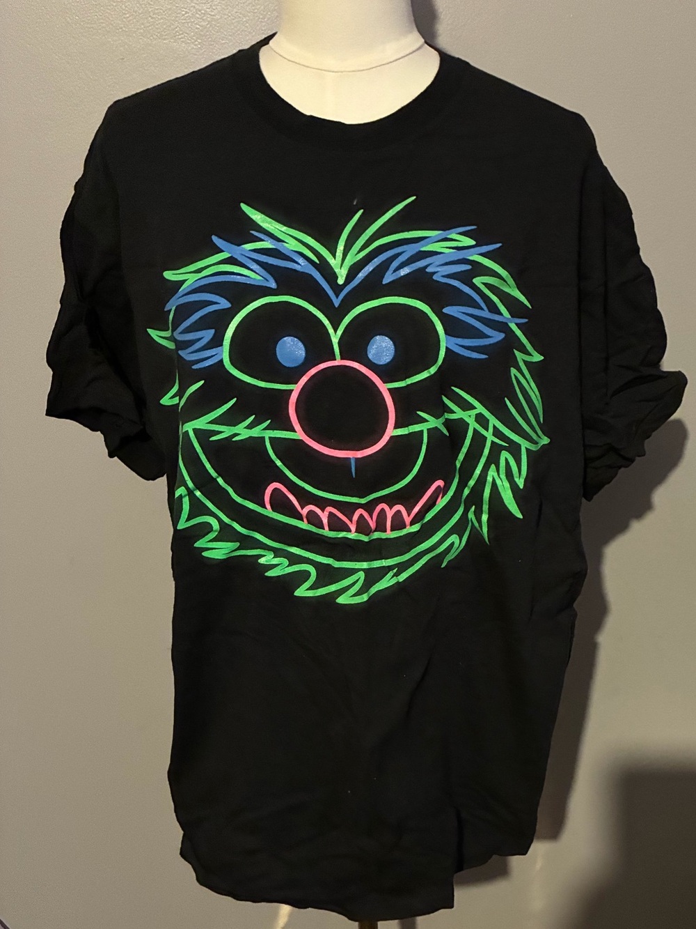 Animal from the Muppets Black T-Shirt Neon Graphic